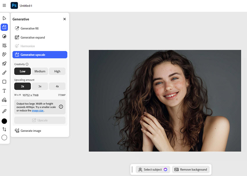  Upscale image in Photoshop Geneartive Upscale