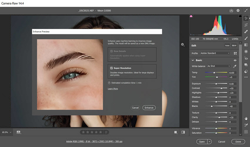 upscale image in Photoshop Super Resolution