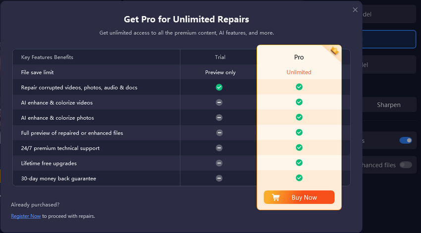 4DDiG Video Enhancer free trial vs pro version