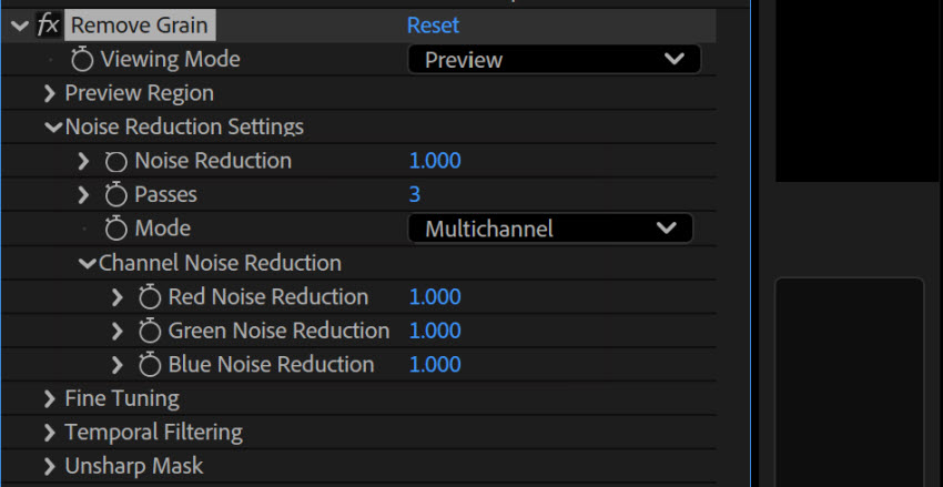 remove grain in after effects