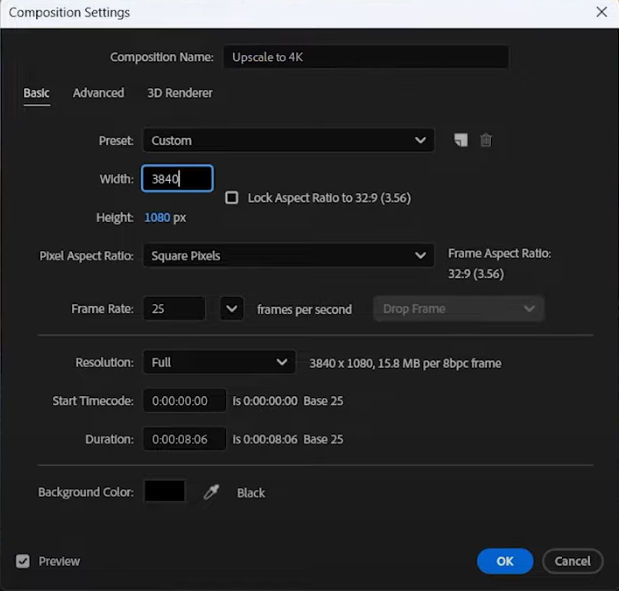 Upscale video in After Effects