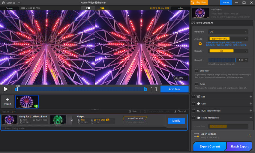Denoise video with Aiarty Video Enhancer