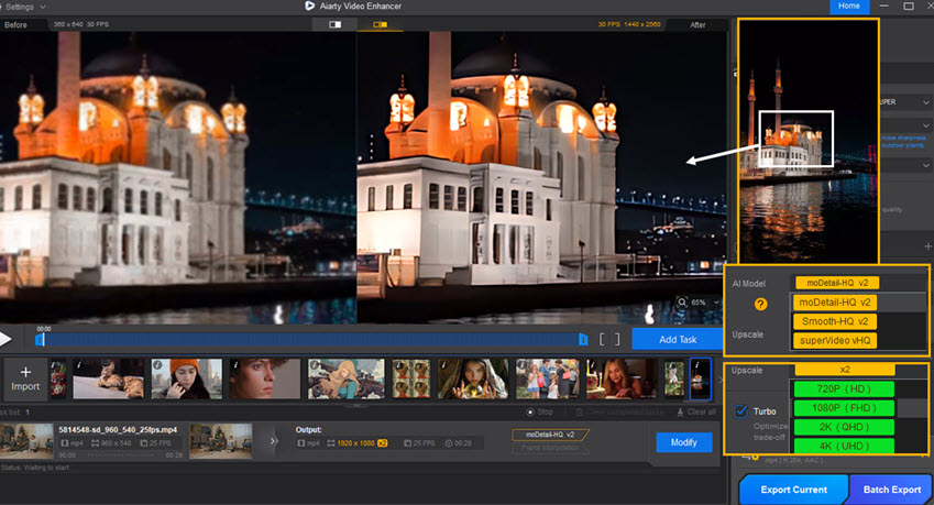Aiarty Video Enhancer - Low-light Denoising