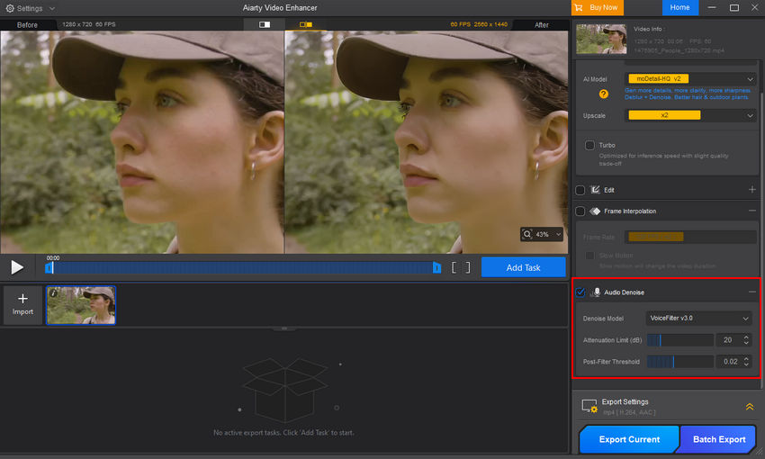Aiarty Video Enhancer - Audio Denosie