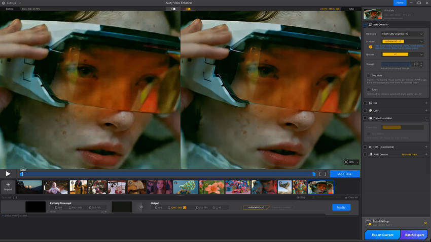  Preview the result in Aiarty Video Enhancer