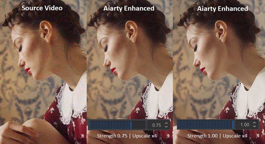 Aiarty Video Enhancer - Strength Control Comparison