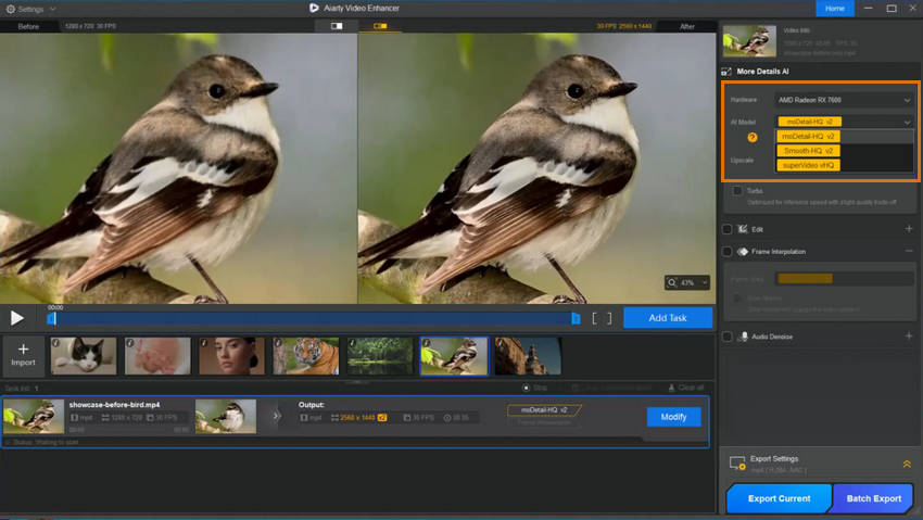 Aiarty Video Enhancer AI models