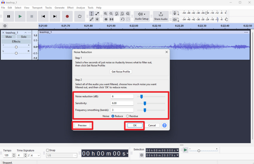 How to use Noise Reduction to aclean audio in Audacity