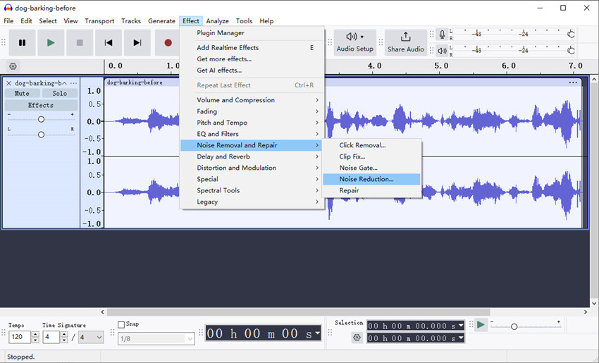 adjust audio denoise settings for echo removal
