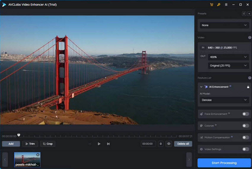 AI video sharpening software AVCLabs