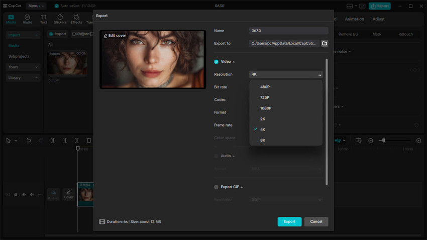 how to increase resolution in Capcut video enhancer