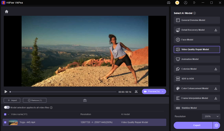choosing HitPaw Video Enhancer models