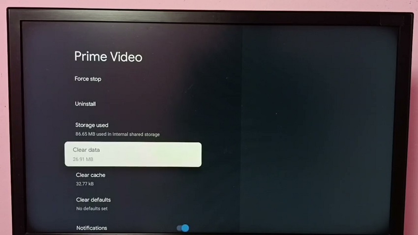 clear Prime app cache
