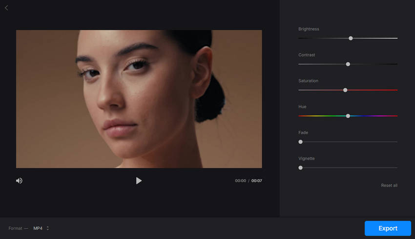 adjust video enhancements in Clideo Video Enhancer