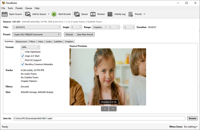 Free 480p to 1080p converter - HandBrake