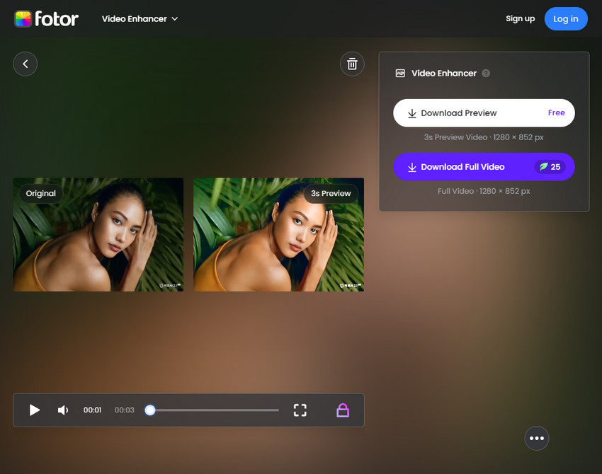 Convert SD to HD online with Fotor