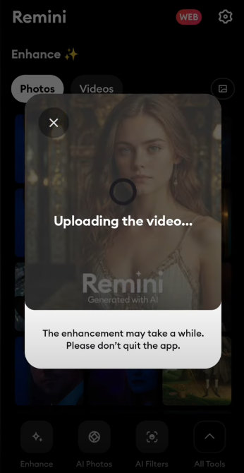 Enhance video with Remini app