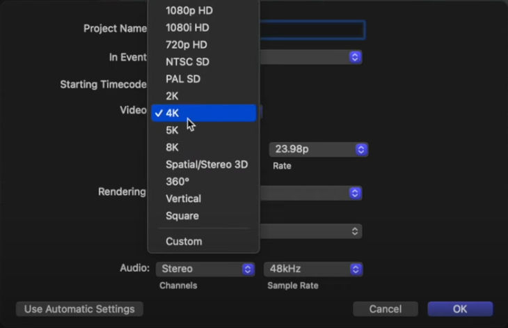 Modify project resolution