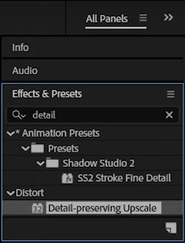 Find Detail-preserving Upscale in After Effects