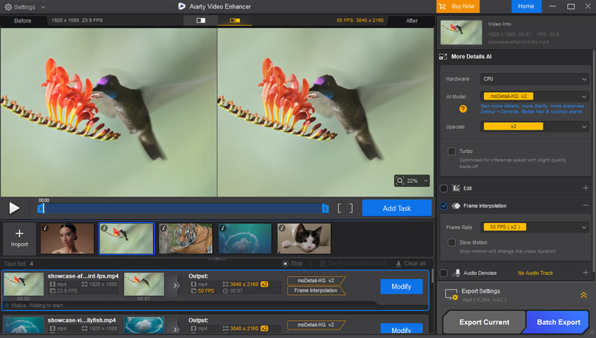 Aiarty Video Enhancer - Frame Interpolation