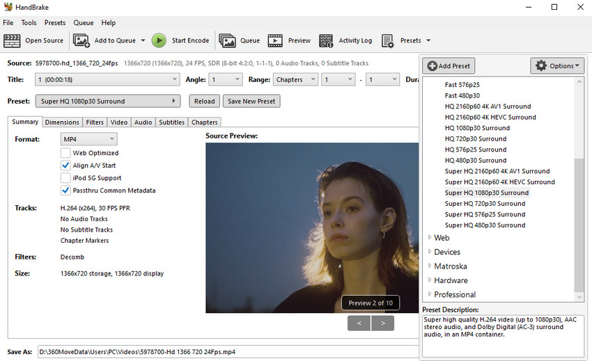 Set Presets for Quality and Speed Balance