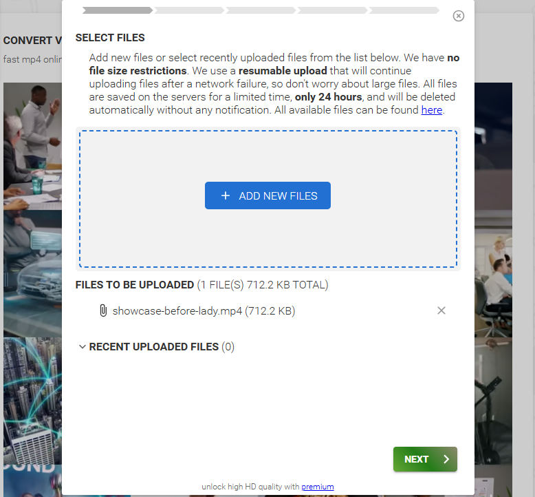 Select 720p video to convert