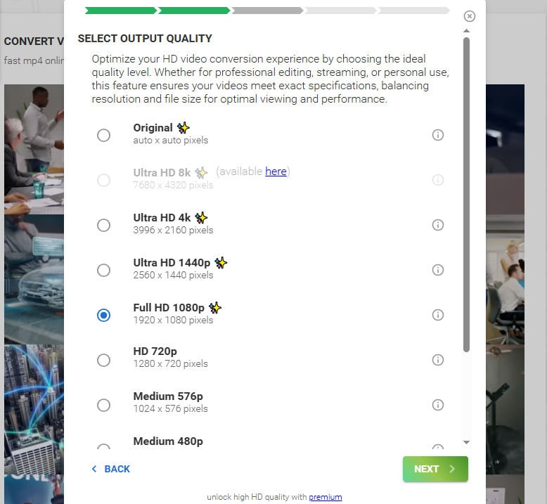 Select 1080p as output quality