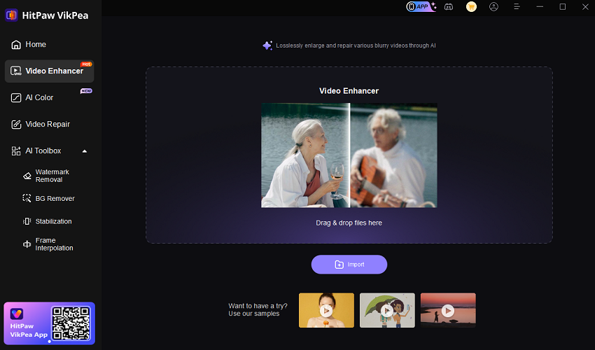HitPaw Video Enhancer main interface