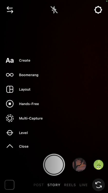 Instagram Story camera