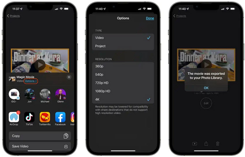 how to change iphone video quality after recording