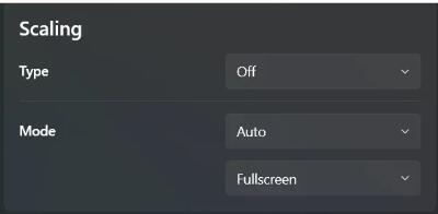 Scaling type and mode