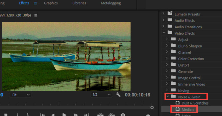 Median in Premiere Pro for Video Denoise