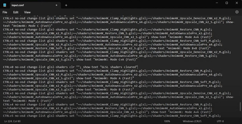 configure MPV for anime4K shaders