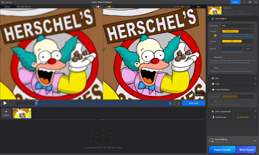 AI upscale video offline with Aiarty Video Enhancer - test 1