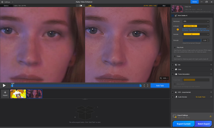 AI upscale video offline with Aiarty Video Enhancer - test 2