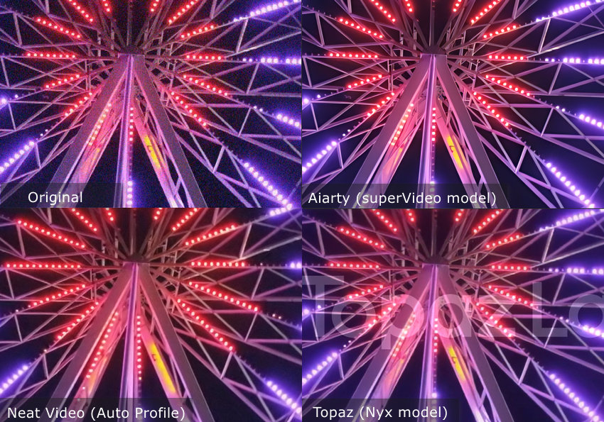 Original vs Neat Video vs Topaz vs Aiarty