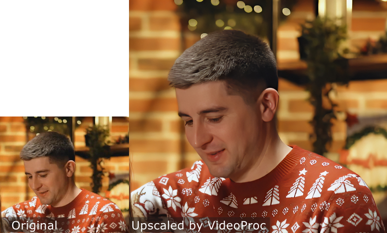 Original video frame vs upscaled by VideoProc