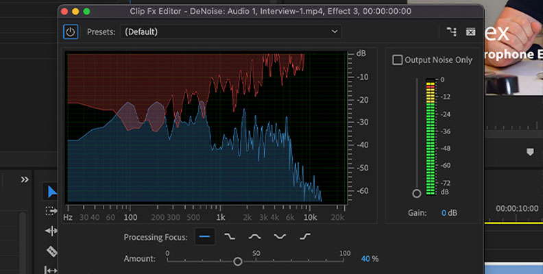 Premiere Pro DeNoise effect - reduction level