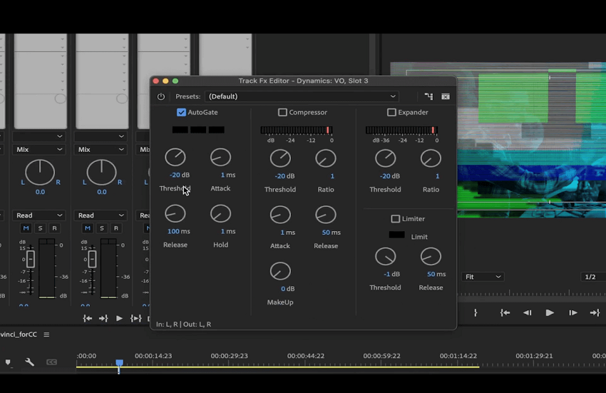 Premiere Pro Dynamics effect settings