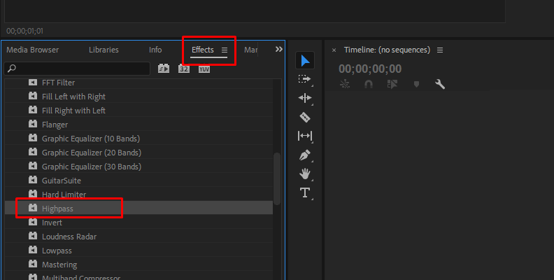 Premiere Pro HighPass fliter
