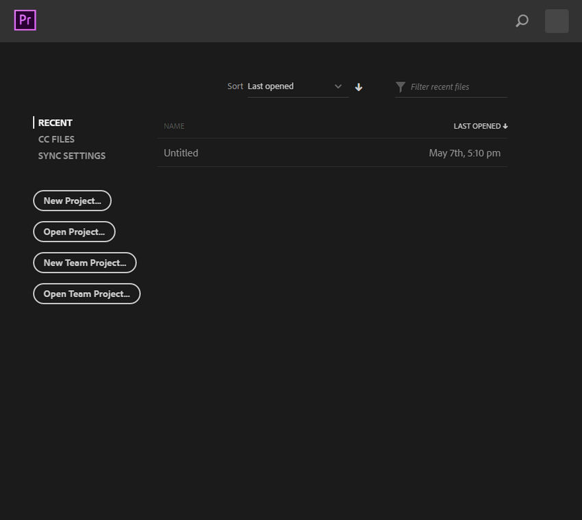 Create new project in Premiere Pro