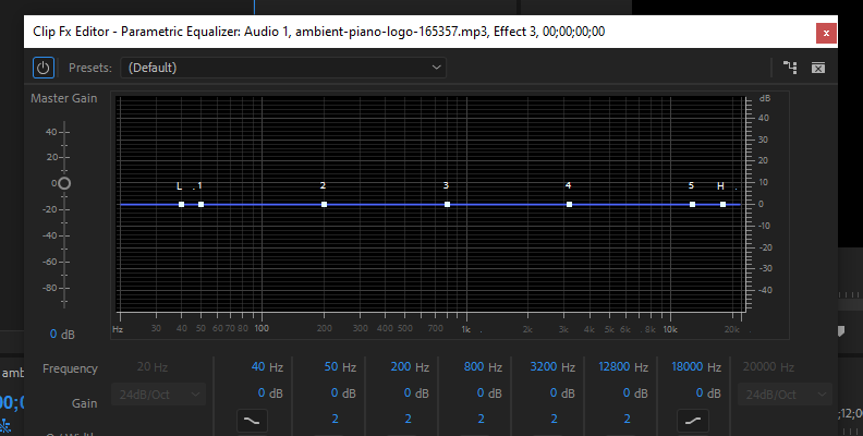Premiere Pro Parametric Equalizer - adjusting