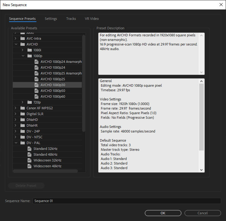 Choose a 1080p preset
