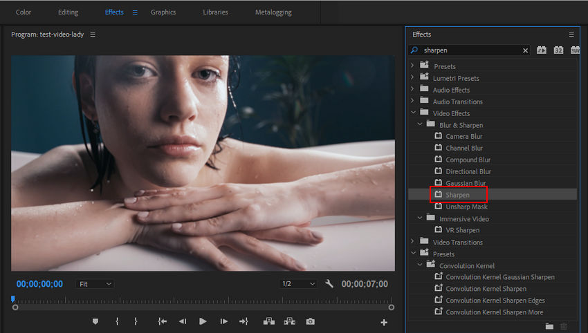 Remaster blurry video with Premiere Pro Sharpen effect