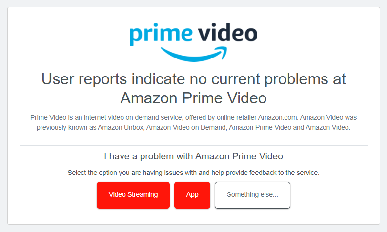 Prime server status on Downdetector