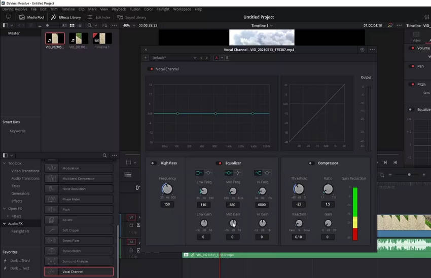 remove wind noise from video Davinci Resolve