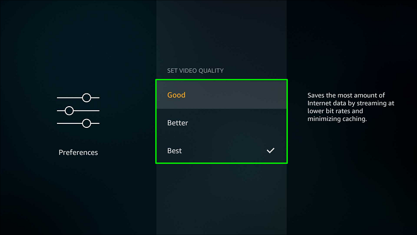 set Prime Video quality