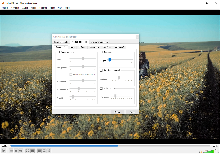 sharpen video in VLC