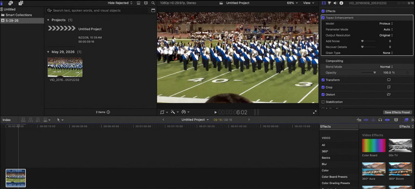 Upscale video with Topaz plugin in Final Cut Pro
