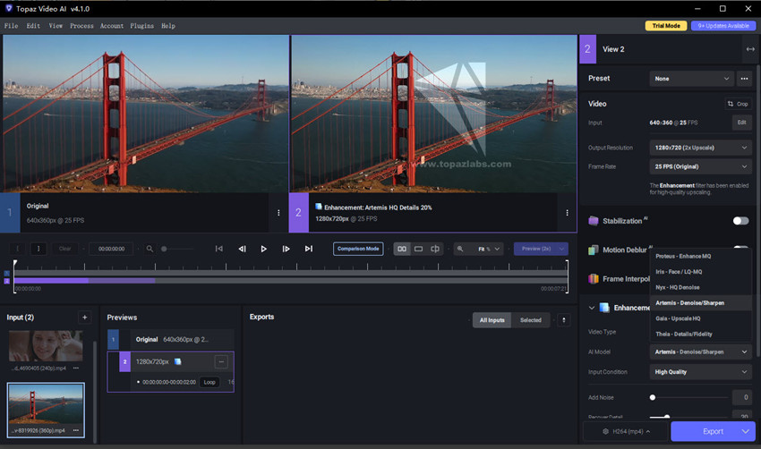 how to improve quality of video in Topaz